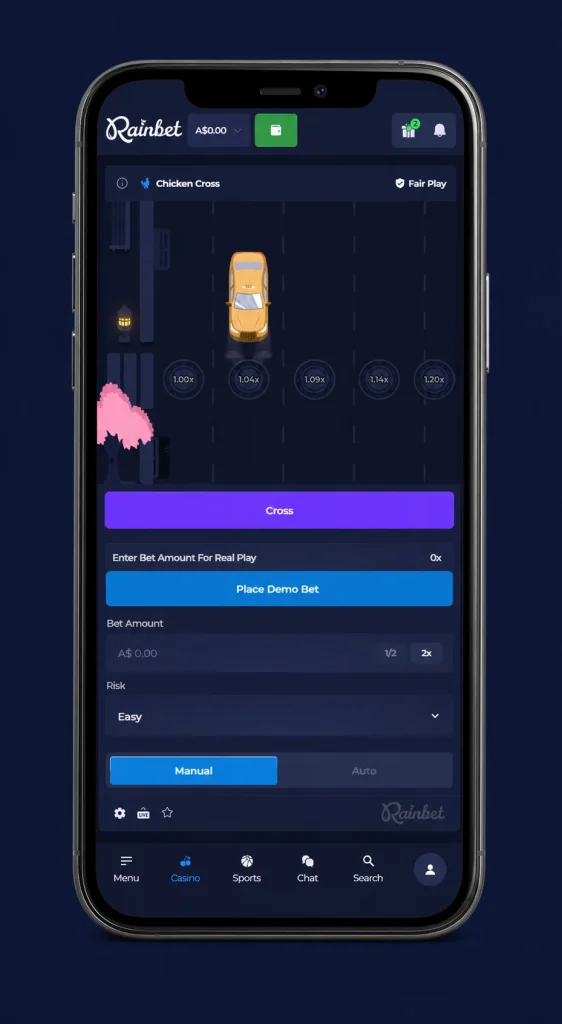 Rainbet Chicken Cross Game