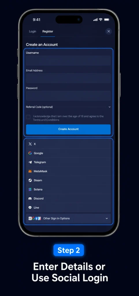 Rainbet Registration Step2